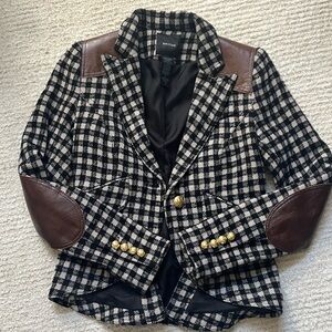 Smythe - Duchess Wool Elbow Patch Plaid Blazer - Size 2
